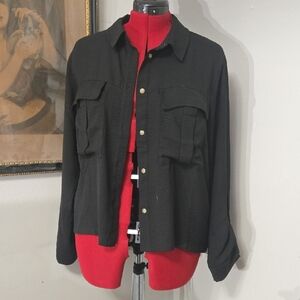 XXL Reitmans Black Button Up Long Sleeve Shirt